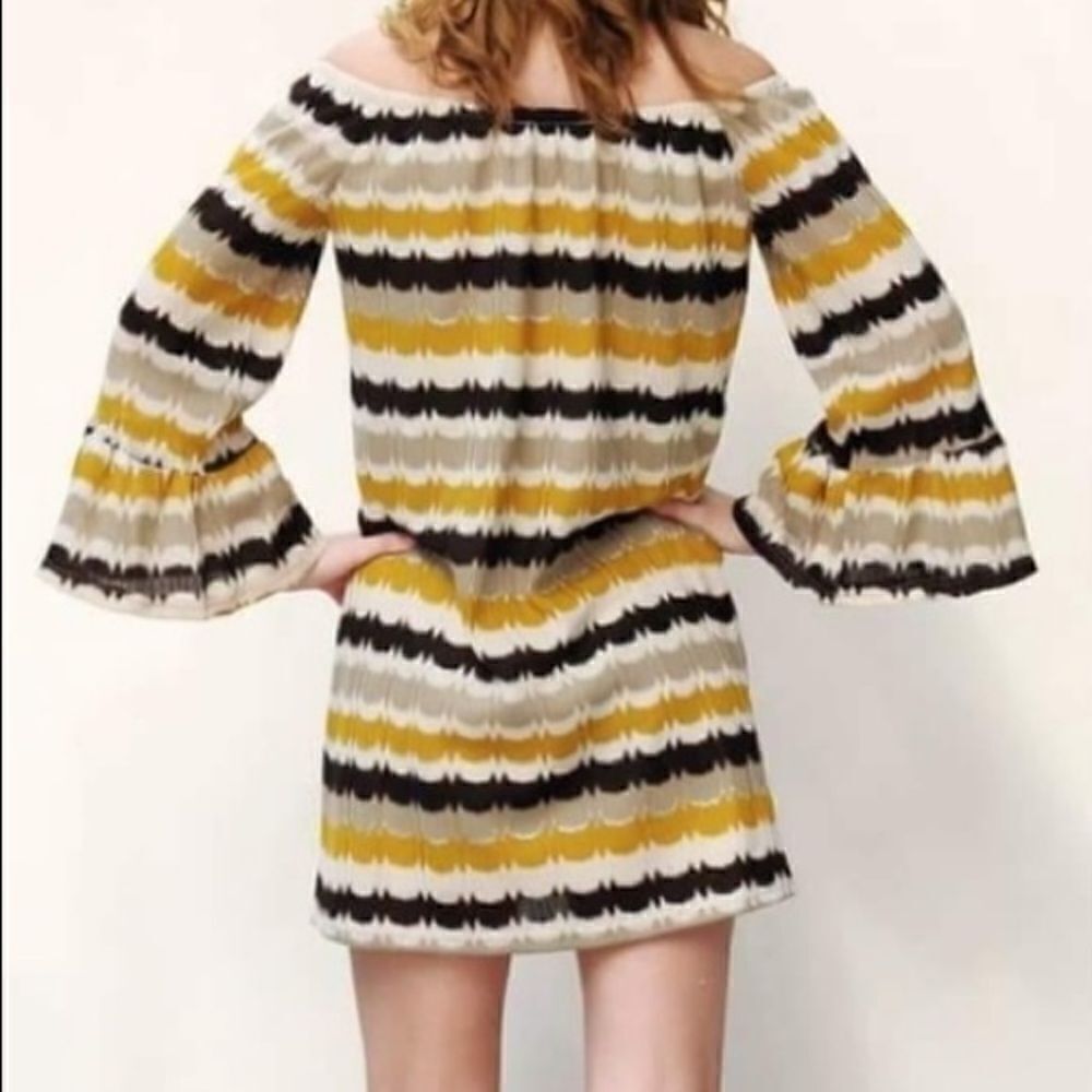 Striped Metallic Off Shoulder Dress - Picture 10 of 15